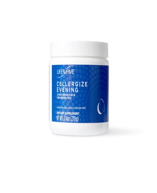 Cellergize™ Evening Power Down. Rest Easy. Melt the day away with Cellergize™ Evening — a premium nighttime supplement designed to help your body power down, reset, and drift into deep, restorative rest.* With a calming blend of L-theanine, taurine, and magnesium, this gentle formula contains ingredients that support relaxation in preparation for sleep, overall wellness, and pairs perfectly with our line of non-transdermal patches.* Featuring a smooth honey-lavender flavor, Cellergize Evening turns your everyday wind-down routine into a soothing self-care ritual you’ll look forward to night after night. Looking for all-day wellness? Pair Cellergize Evening with Cellergize Morning™ for targeted nutritional support. Explore Cellergize Duo Ingredient Benefits & Instructions For Use FAQs BENEFITS Formulated with thoughtfully selected ingredients to complement your nighttime routine* Crafted with ingredients to support relaxation* Supports your journey towards a balanced lifestyle* Complements LifeWave’s line of non-transdermal patches*