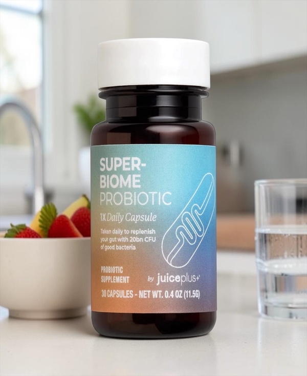 Super-Biome Probiotic 1 capsule = 20 Billion CFU of Probiotics + 9 carefully chosen proven bacteria species designed to balance and support a thriving gut microbiome. The result? A balanced, diverse microbiome to support digestive health including occasional bloating.* Two-thirds of adults report struggling with gut issues such as bloating, irregularity, or sluggish digestion because their gut microbiome is out of balance. Super-Biome Probiotic delivers 20 billion CFU from 9 carefully selected species to replenish good bacteria and promote microbial diversity. For even greater benefits, pair with Super-Biome Prebiotic to fuel your good bacteria.* Supports digestive health Helps relieve occasional bloating from digestion Helps boost microbial diversity Supports a healthy gut microbiome