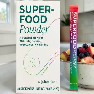 Superfood Powder 1 stick + 10 oz water + refreshing fruit flavor = 30 fruits, berries, vegetables and plant-based vitamins. The result? 12 clinically proven health benefits. Elevate your nutrition and hydration routine with our delicious Superfood Powder. Forget generic green powders. This red, purple and green blend features plant-based vitamins in a tasty daily beverage. Each sachet delivers bioavailable polyphenols with antioxidant power in as little as 1 hour, thanks to our easily absorbed whole food-based formula providing fast, effective results. Immune System Heart Health Sports Performance Metabolic Health